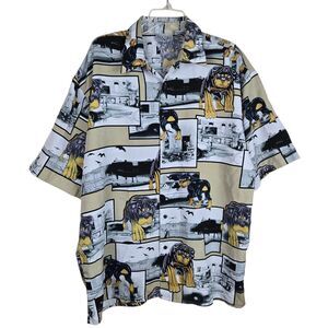 Up Ro's Junkyard Dog Rottweiler Button Shirt XL Retro Streetwear Urban Hip Hop